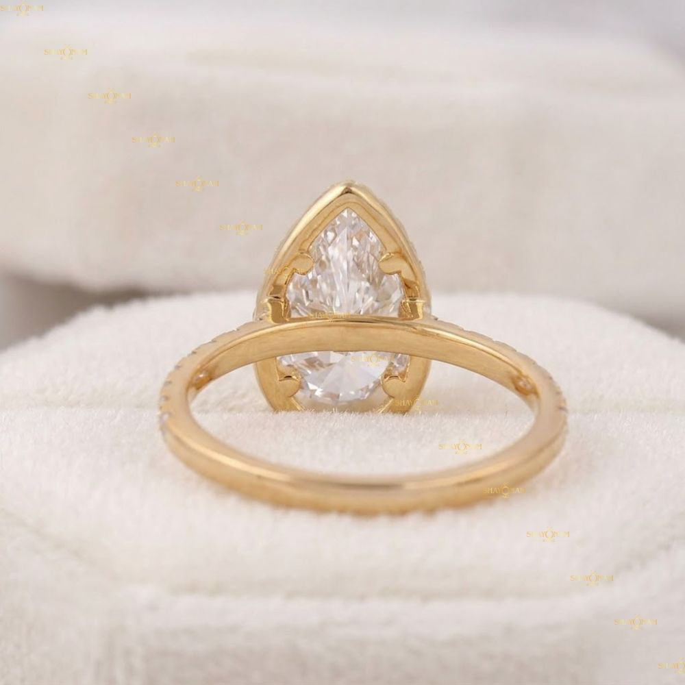 Pear Cut Lab Grown Diamond Halo Engagement Ring