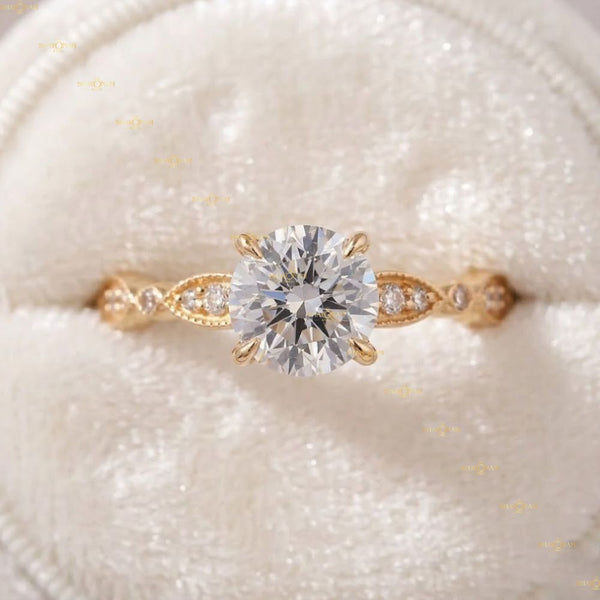 1.3CT Round Cut Lab Grown Diamond Filigree Wedding Ring
