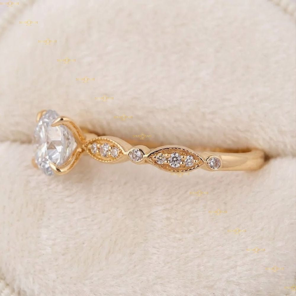 1.3CT Round Cut Lab Grown Diamond Filigree Wedding Ring