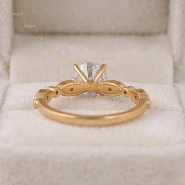 1.3CT Round Cut Lab Grown Diamond Filigree Wedding Ring