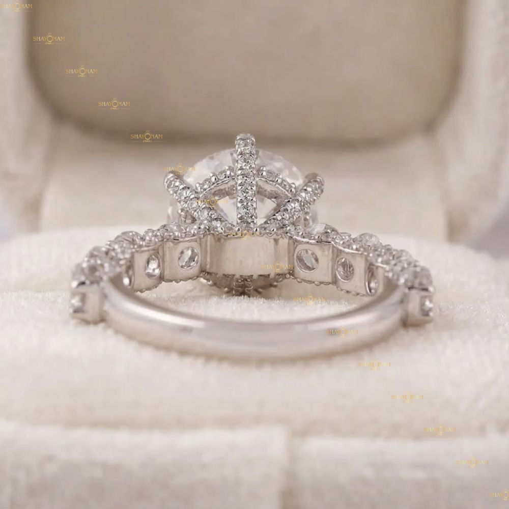 2 Carat Round Cut Lab Grown Diamond Antique Engagement Ring