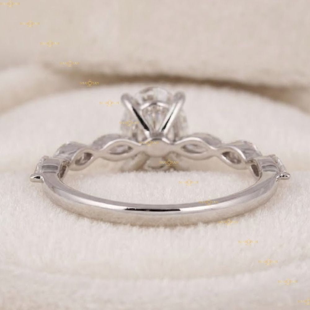 IGI Certified Lab Grown Diamond Oval Cut Solitaire With Side Accent Ring
