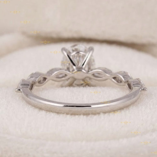 IGI Certified Lab Grown Diamond Oval Cut Solitaire With Side Accent Ring
