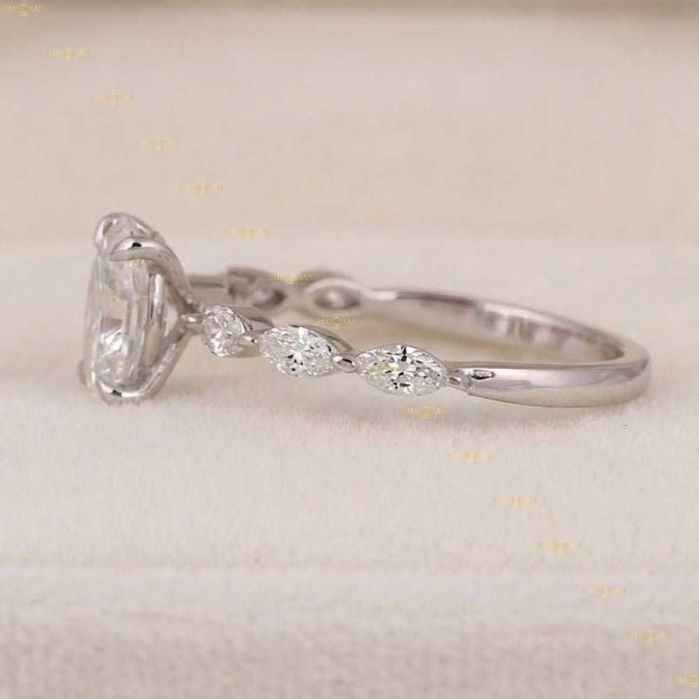 IGI Certified Lab Grown Diamond Oval Cut Solitaire With Side Accent Ring