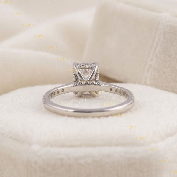 Lab Grown Diamond IGI Certified 2 CT Emerald Cut Hidden Halo RIng