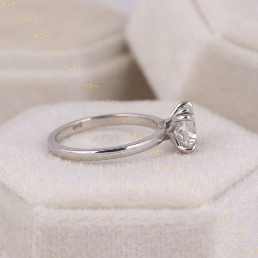 Round Cut Lab Grown Diamond Double Prong Solitaire Engagement Ring
