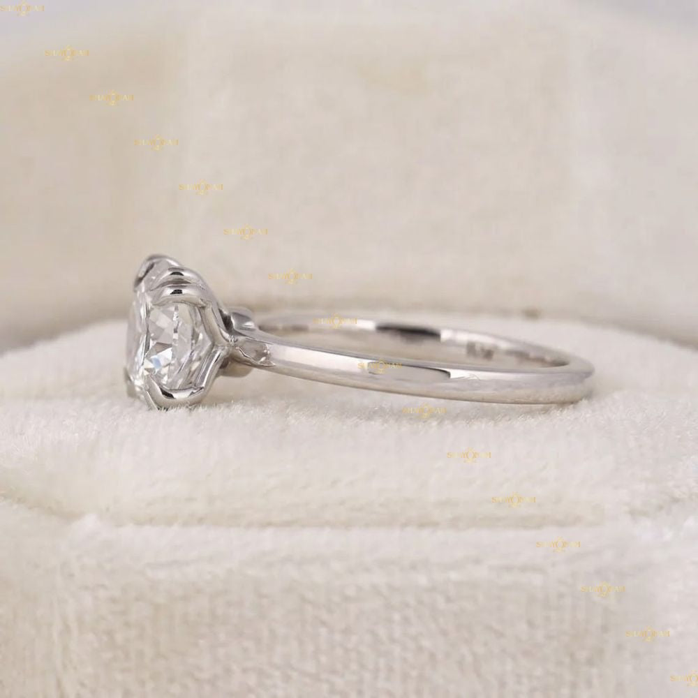 Round Cut Lab Grown Diamond Double Prong Solitaire Engagement Ring