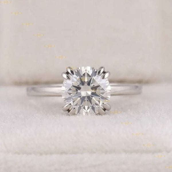 Round Cut Lab Grown Diamond Double Prong Solitaire Engagement Ring