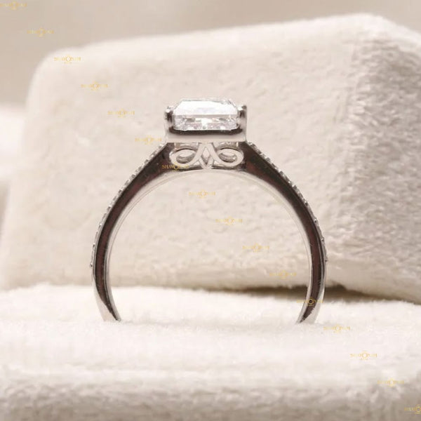 VVS1 Lab Grown Diamond Princess Cut Pave Set Engagement Ring
