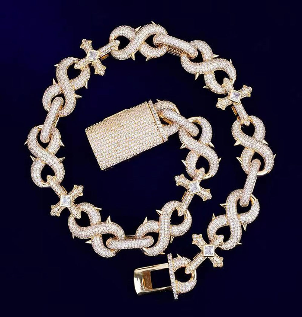 Infinity Cross Link Round Cut Iced Out Lab Grown Diamond Chain