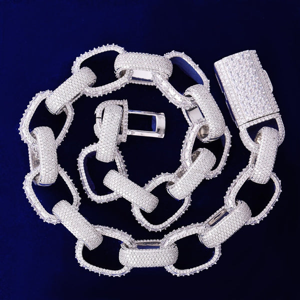 Moissanite Diamond Iced Out Rolo Link Hip Hop Chain