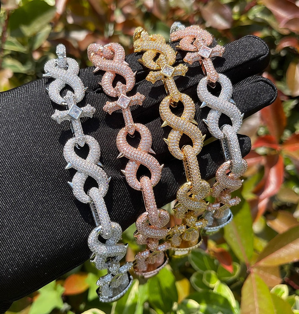 Infinity Cross Link Round Cut Iced Out Lab Grown Diamond Chain