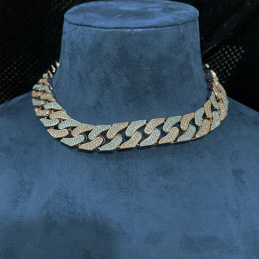 Iced Out Lab Created Moissanite Cuban Link Hip Hop Necklace