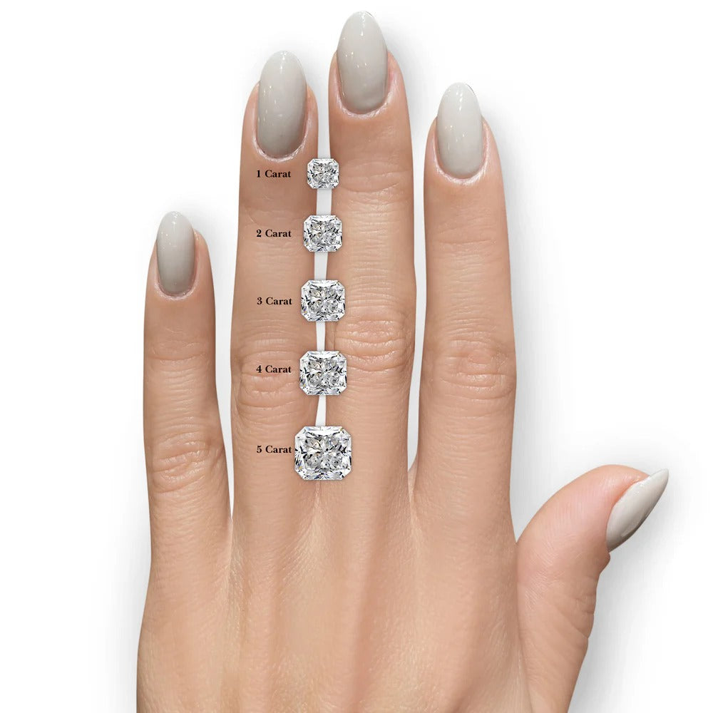 Radiant Cut Hidden Halo Wedding Engagement Ring Set