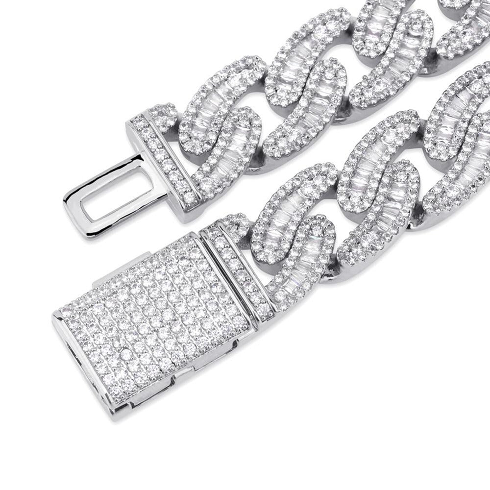 Baguette Cut Moissanite Iced Out Cuban Hip Hop Chain