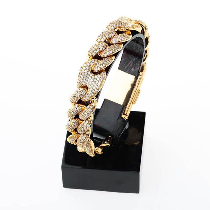 Iced Out Cuban Link Bracelet Hip Hop Jewelry for Men's