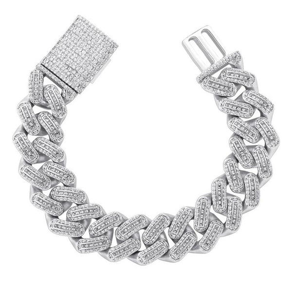 Iced Out Moissanite Diamond Cuban Link Bracelet for Men's