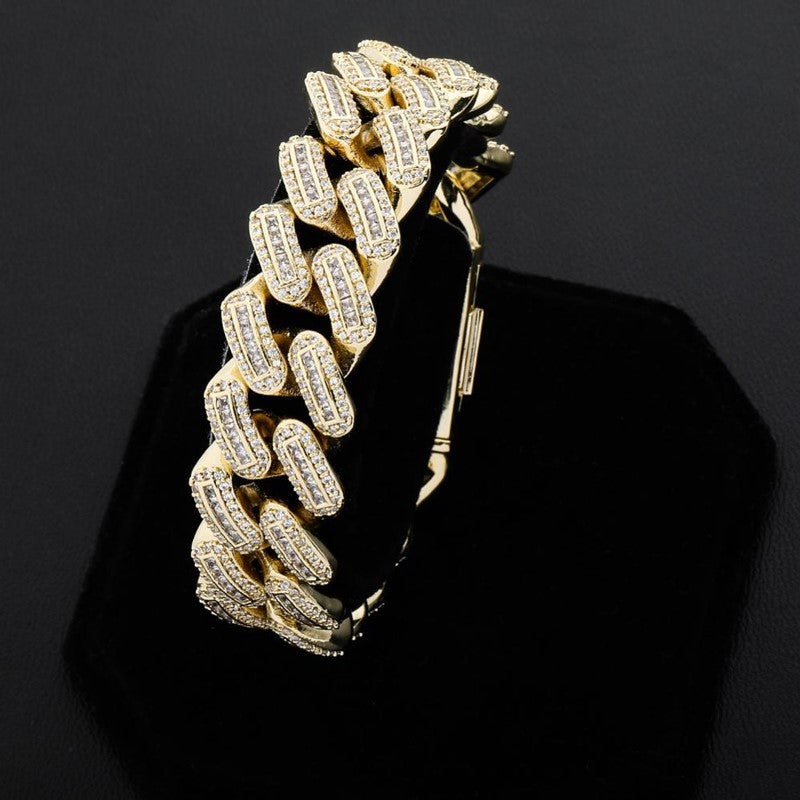 Iced Out Moissanite Diamond Cuban Link Bracelet for Men's