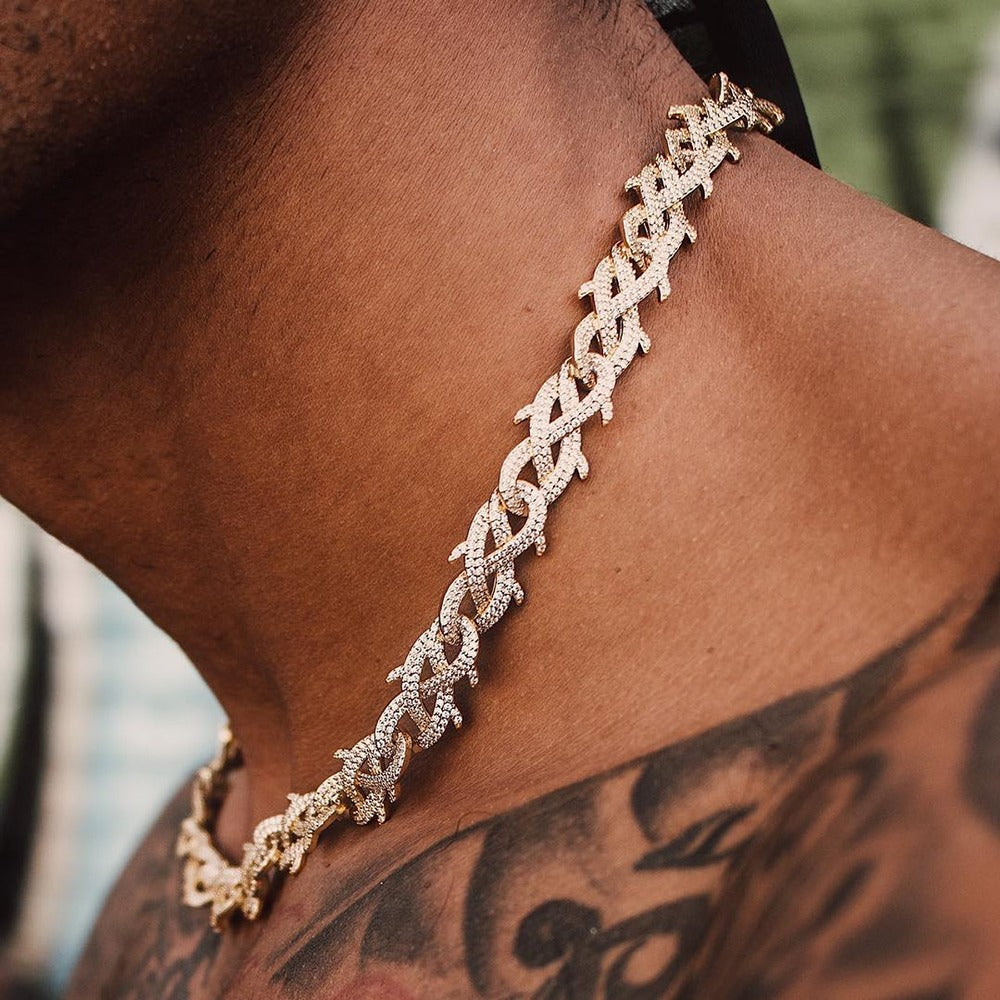 Iced Out Moissanite Thorn Link Hip Hop Chain