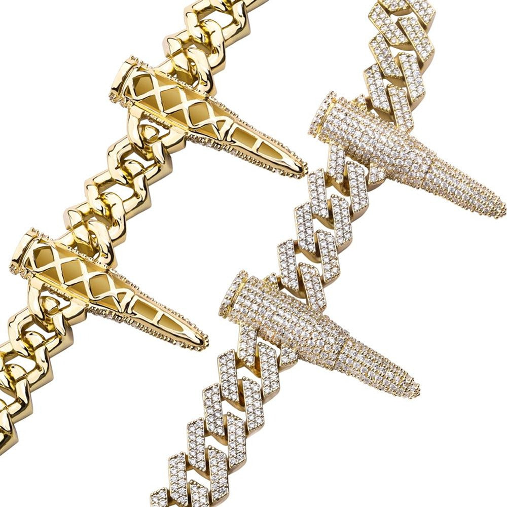 Moissanite Iced Out Bullet Cuban Link Chain