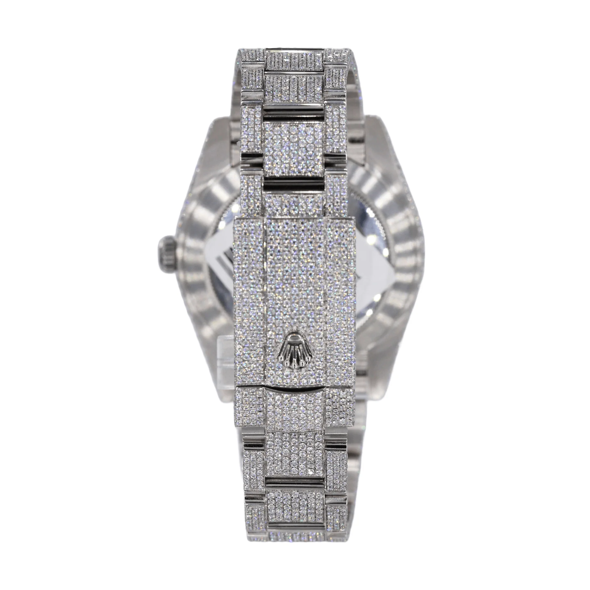 Iced Out Hip Hop Bust Down Luxury Handmade Men’s Stainless-Steel Watch.