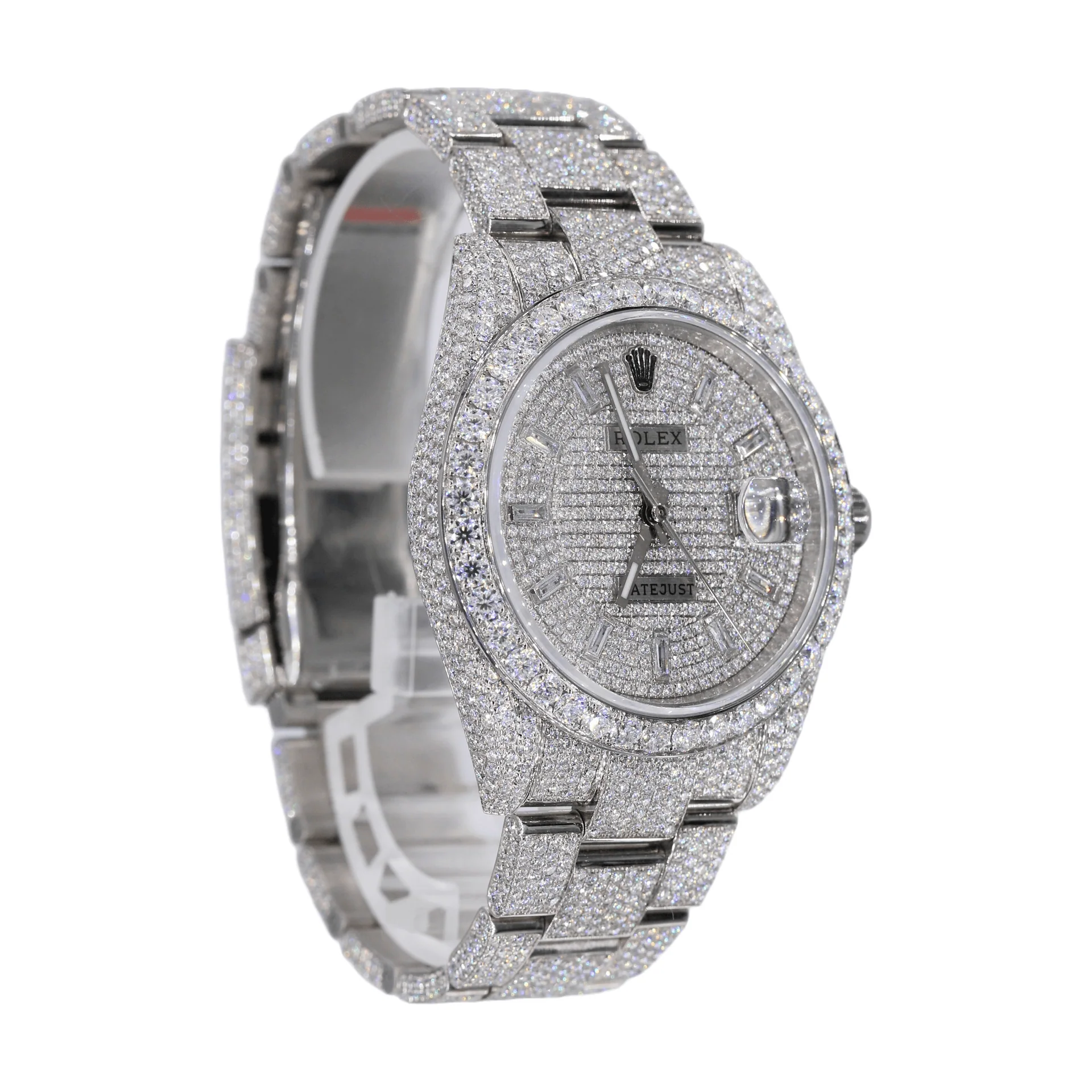 Baguette Cut Moissanite Diamond Automatic Movement Watches For Christmas Gift