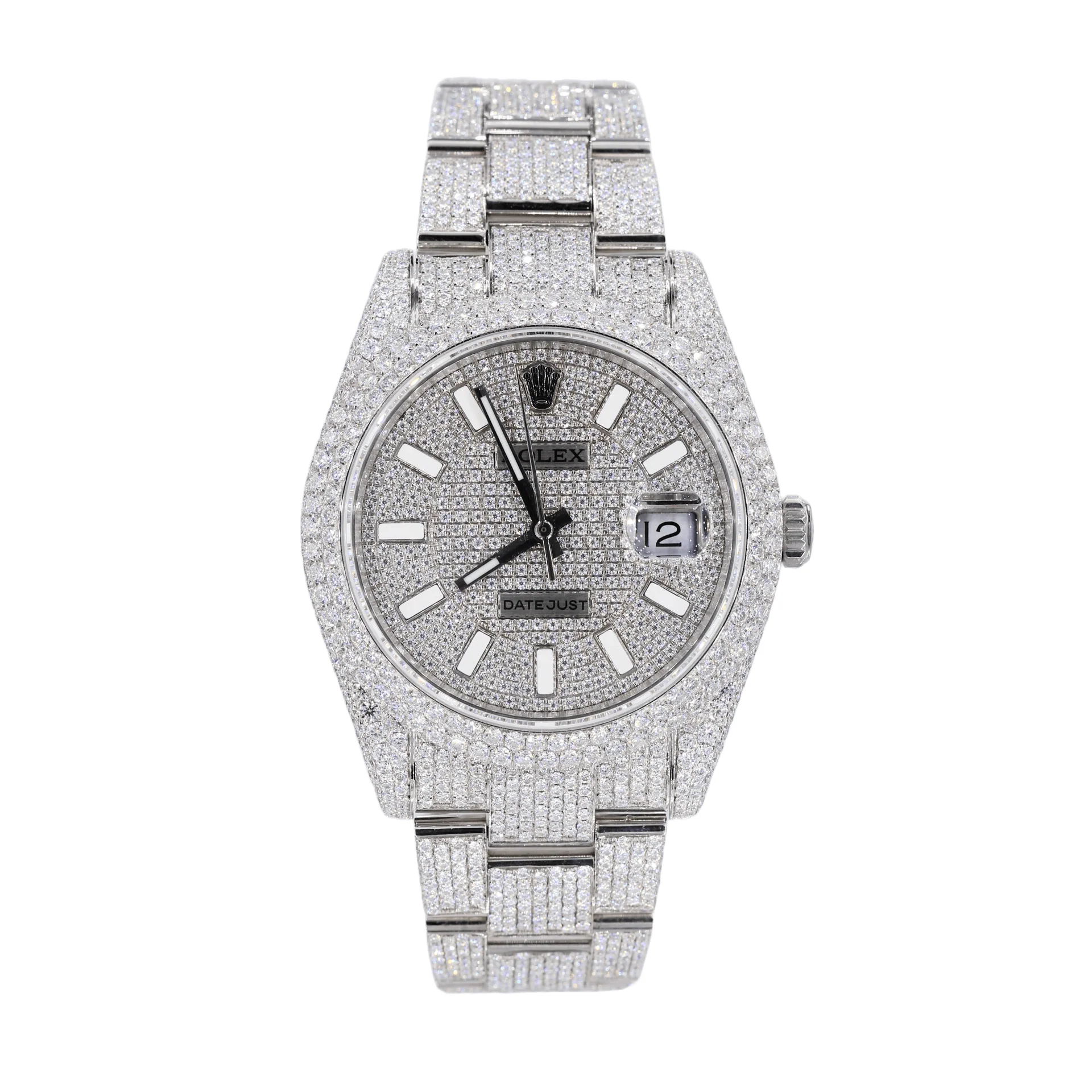 Iced Out Hip Hop Bust Down Luxury Handmade Men’s Stainless-Steel Watch.