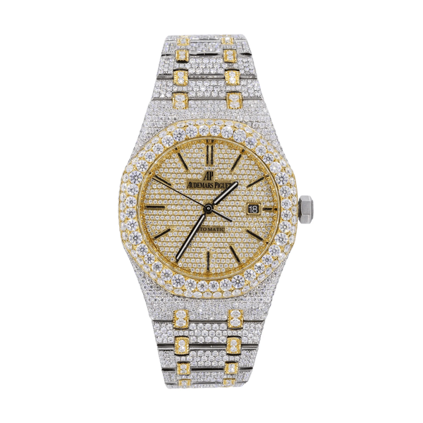 Iced Out Hip Hop Moissanite Two Tone  Men's Watches
