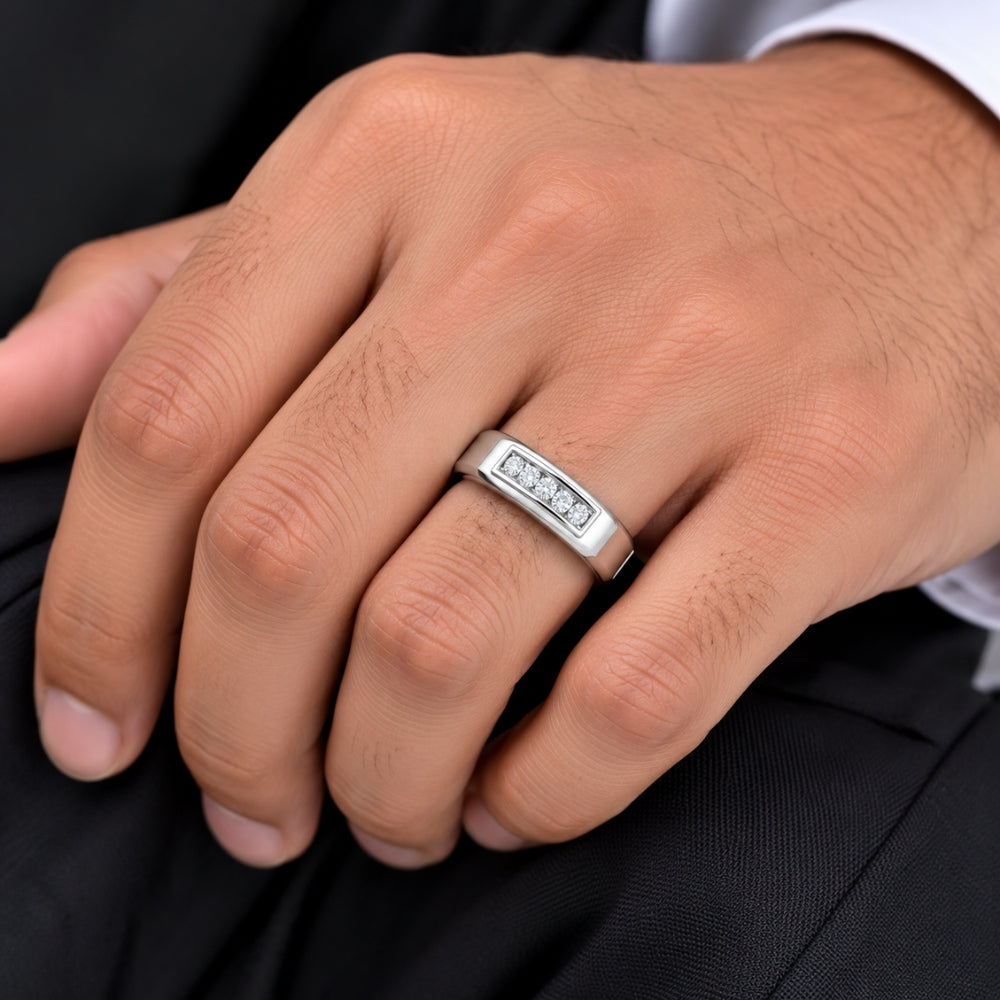 Five Stone Round Cut Lab Grown Diamond Engagement Ring