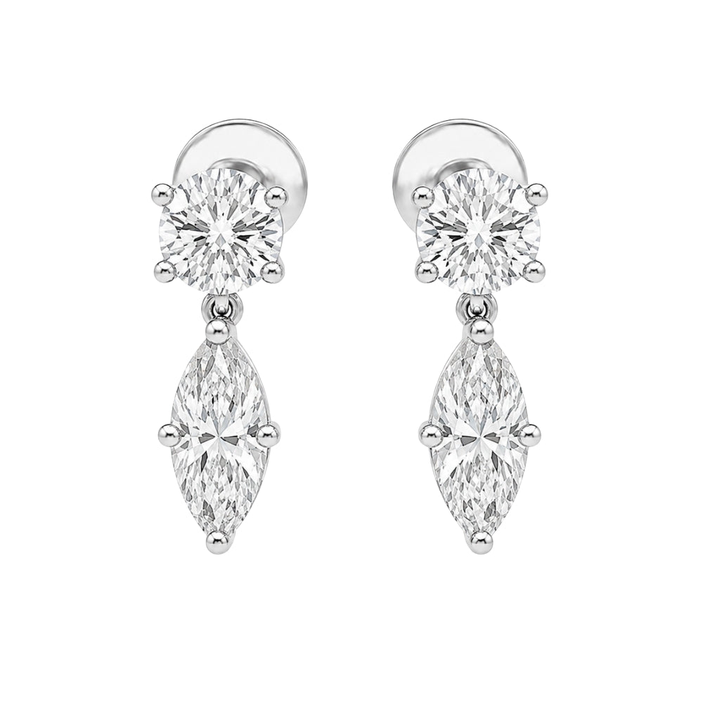 Marquise Cut D Color Moissanite Drop Dangle Earrings