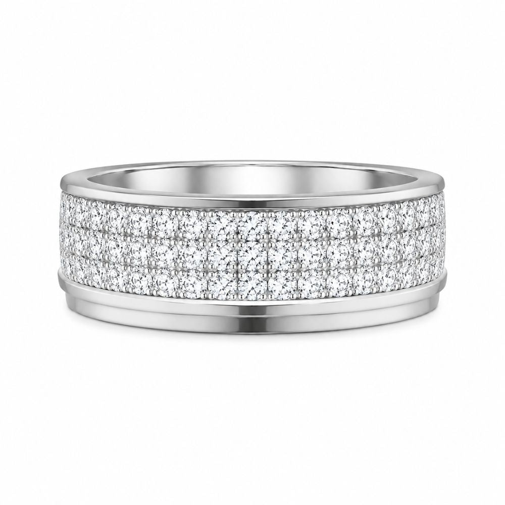 Lab Grown Diamond Round Cut Pave Set Band For Men