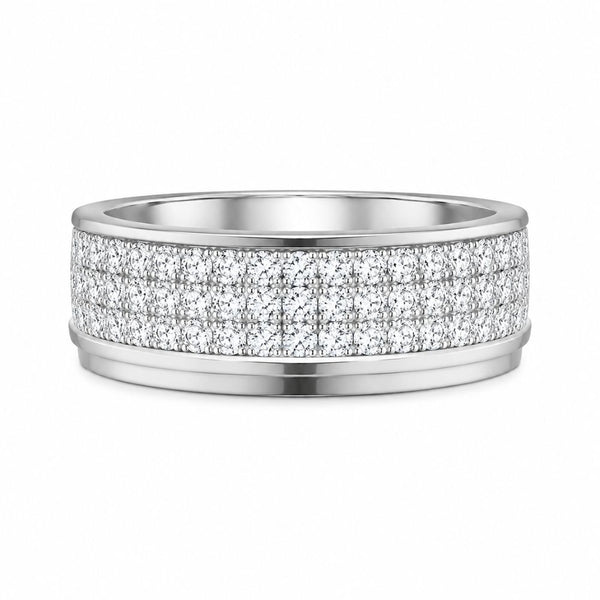 Lab Grown Diamond Round Cut Pave Set Band For Men