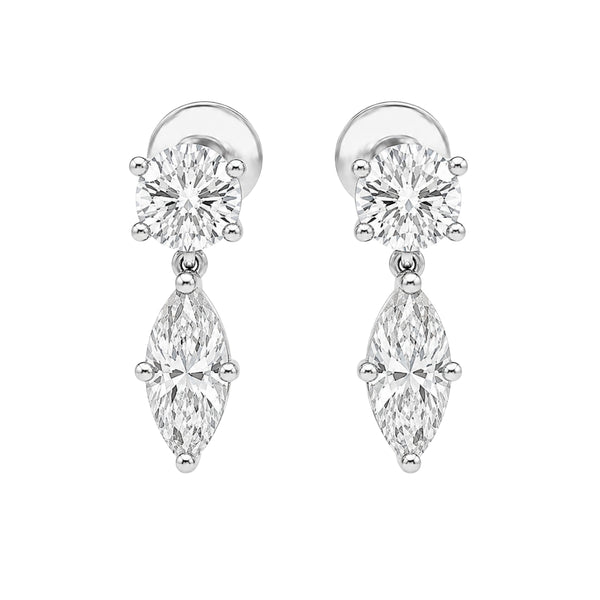 Marquise Cut D Color Moissanite Drop Dangle Earrings