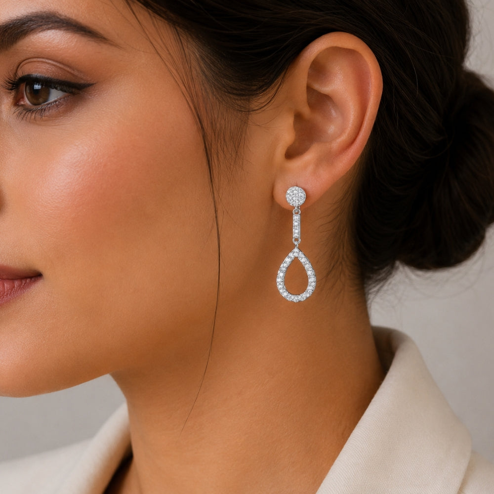 Round Cut Moissanite Drop Dangle Earrings For Wedding Day
