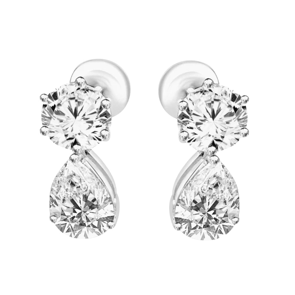 Paer & Round Cut Moissanite Drop Dangle Earring For Women