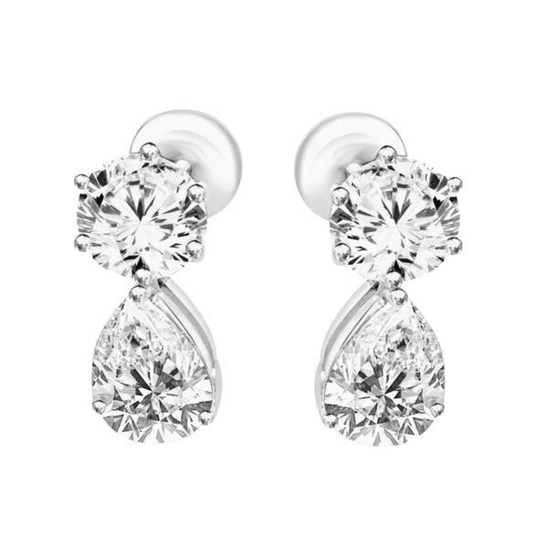 Paer & Round Cut Moissanite Drop Dangle Earring For Women