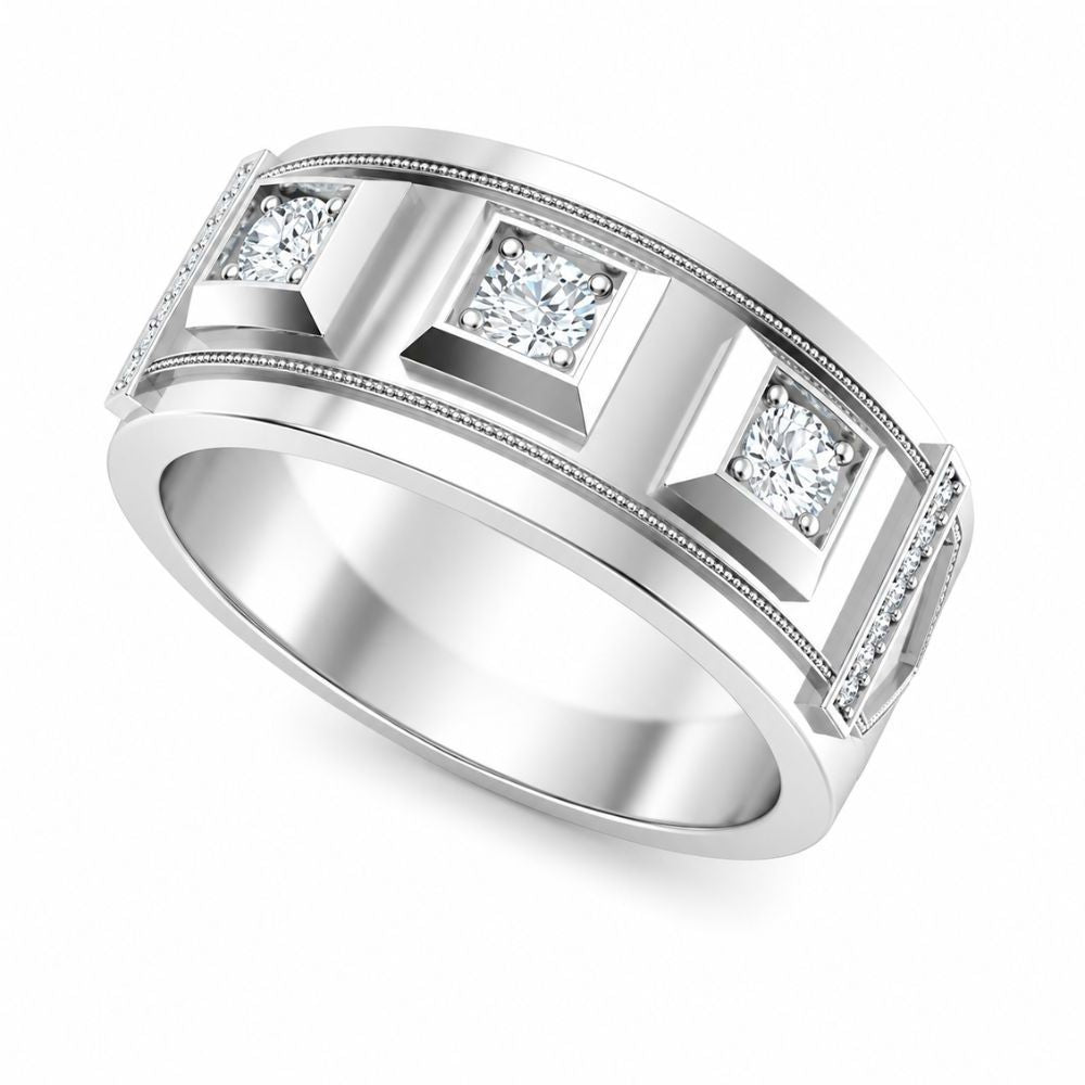 Round Cut Lab Grown Diamond Classic Wedding Band