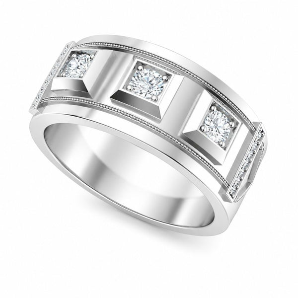 Round Cut Lab Grown Diamond Classic Wedding Band