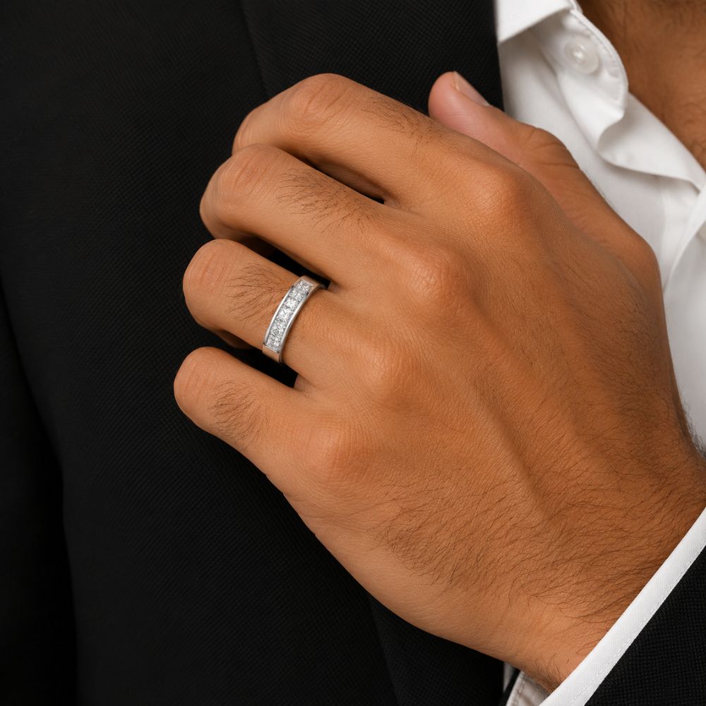 Princess Cut Lab Grown Diamond Channel Set Wedding Band
