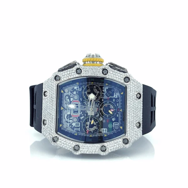 Iced Out Rubber Strap Moissanite Luxury Watch for Him