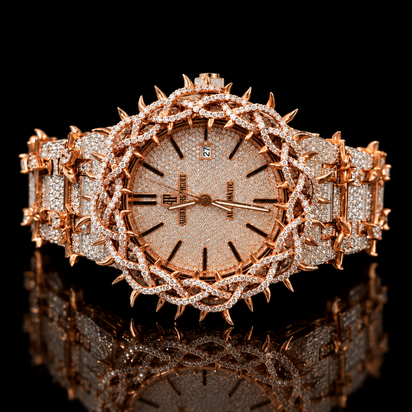 Iced Out Moissanite Diamond Dual Tone Vintage Hip Hop Watch For Men