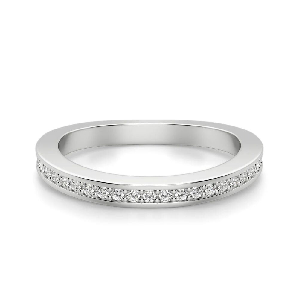 Round Cut Moissanite Half Eternity Channel Set Band For Women