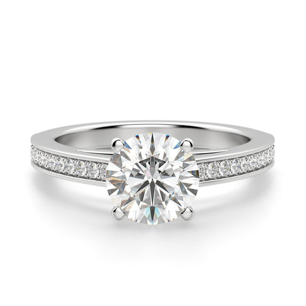 Brilliant Round Cut Pave Set Moissanite Engagement Ring