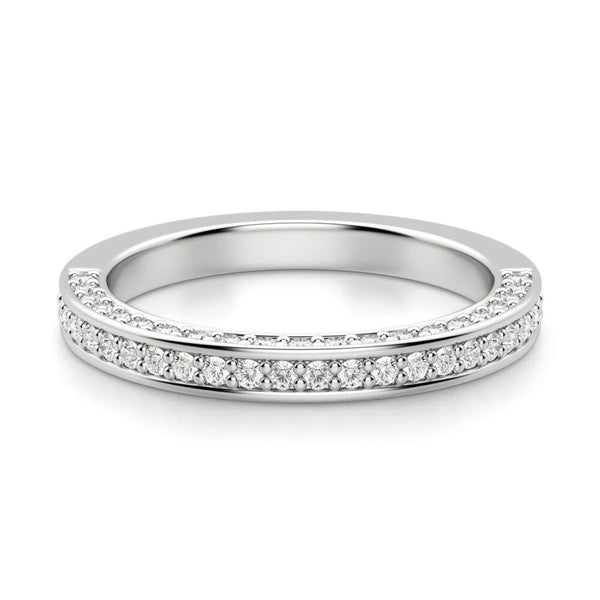 Round Cut Moissanite Half Eternity Wedding Band