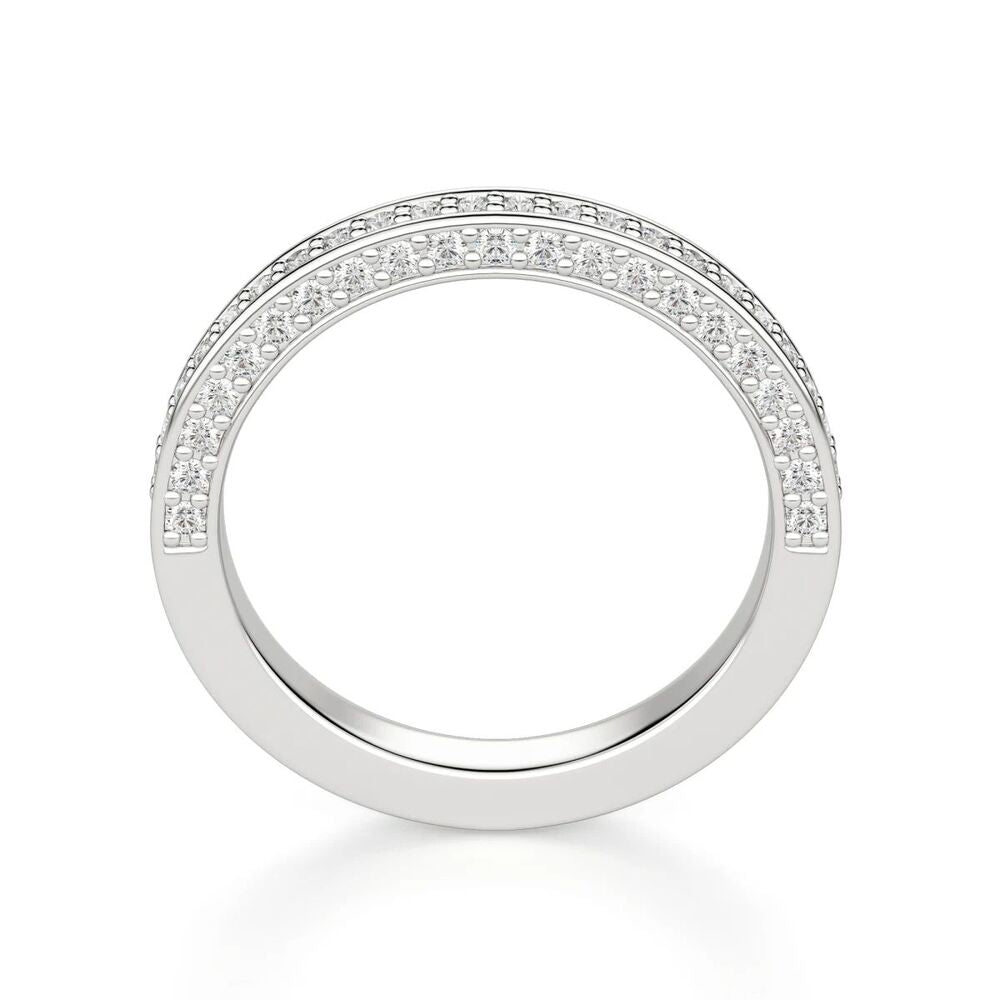Round Cut Moissanite Half Eternity Wedding Band