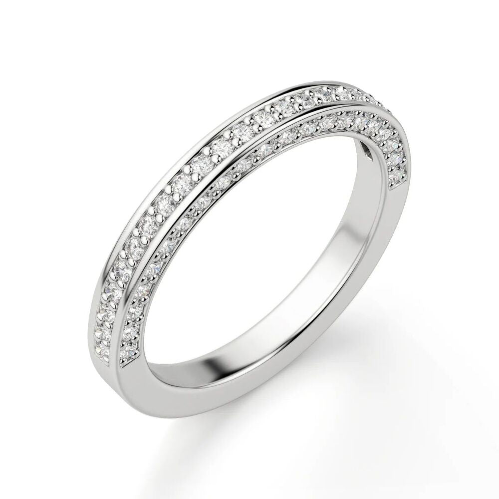 Round Cut Moissanite Half Eternity Wedding Band