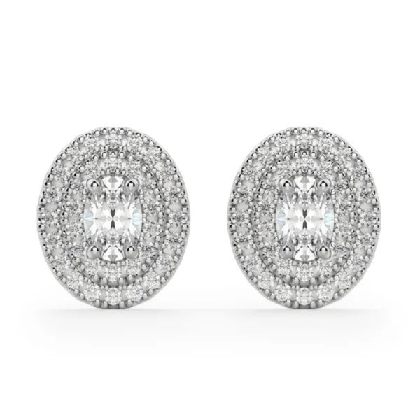 Oval Cut Double Halo Earrings