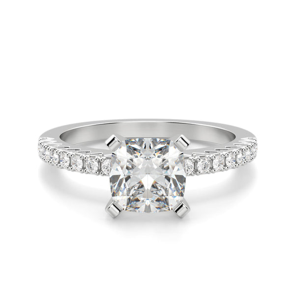 Cushion Cut Moissanite Pave Set Ring