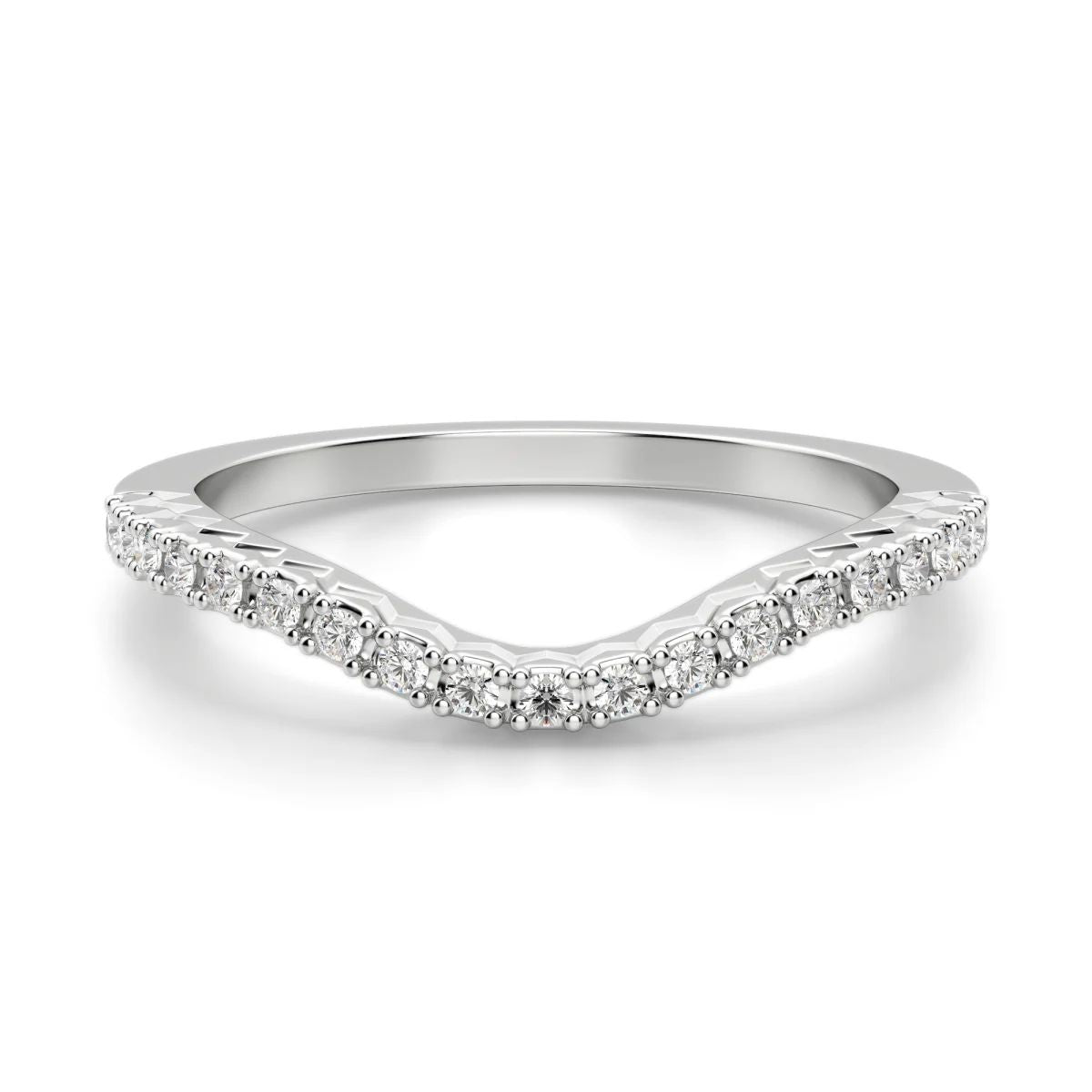 Moissanite Round Cut Curved Band for Her