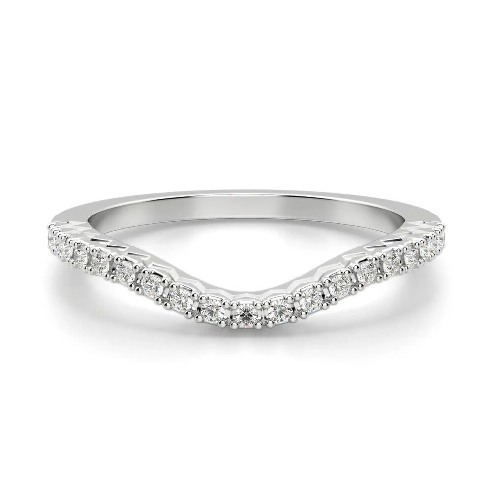 Round Cut Moissanite Curved Wedding Ring
